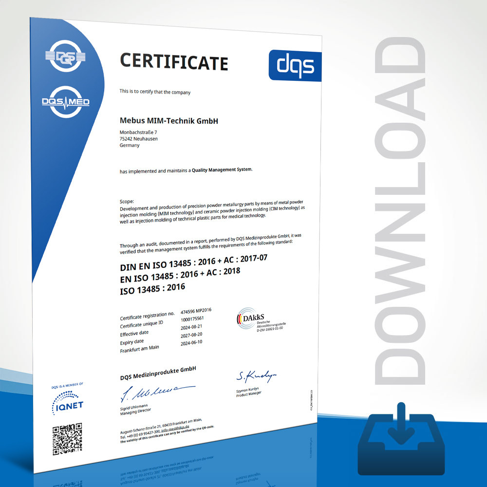 Mebus MIM-Technik – Certificate – DIN EN ISO 13485 – 2024