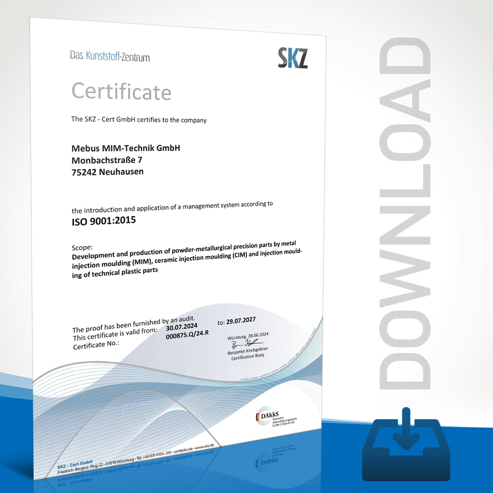 Mebus MIM-Technik – Certificate – DIN EN ISO 9001 – 2024